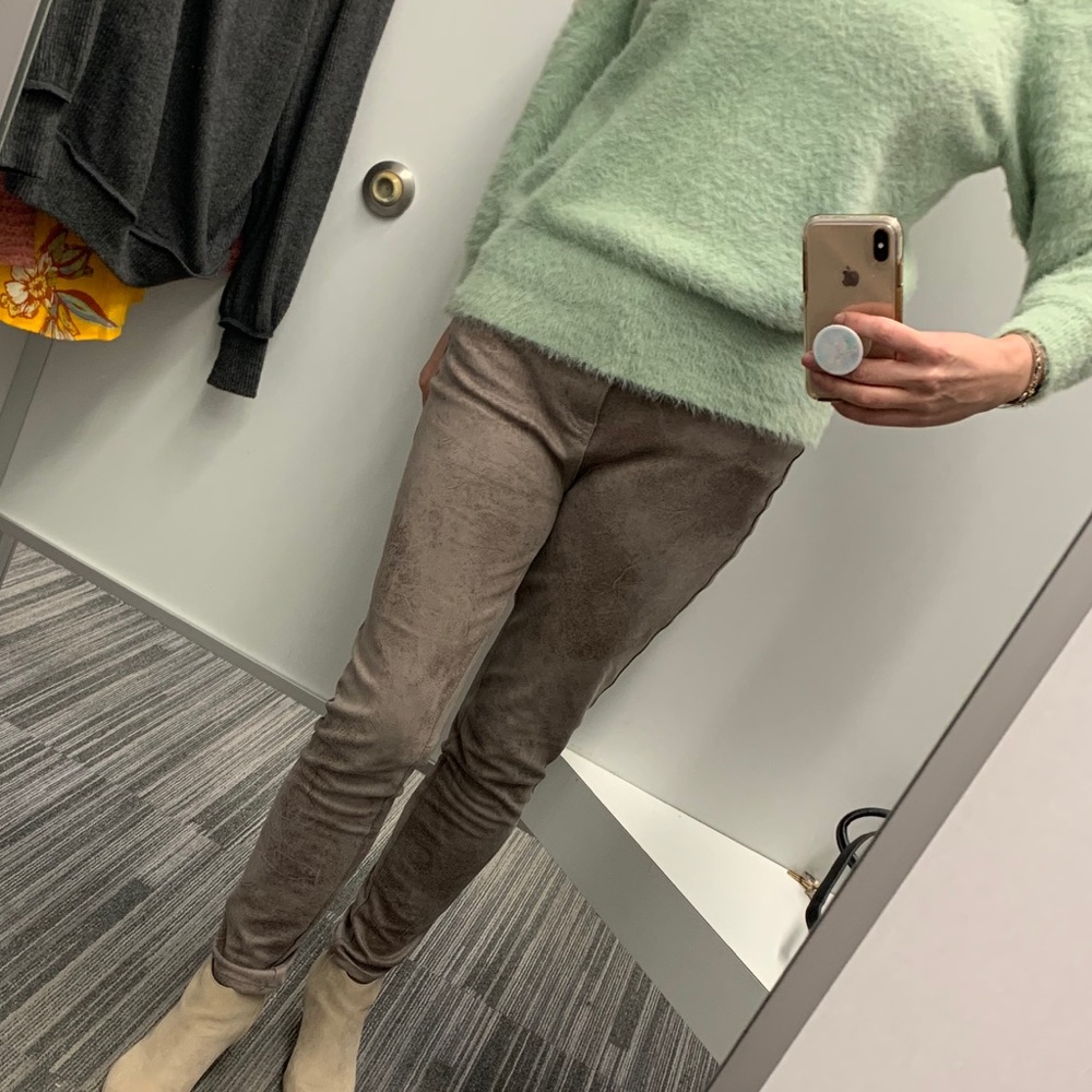 Free People Vegan Suede Skinnies grey gray
